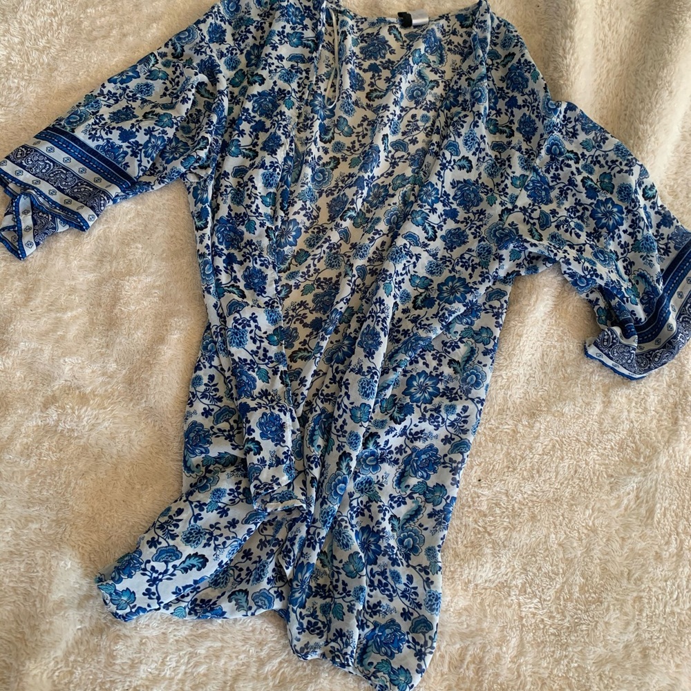 Sheer blue floral coverup